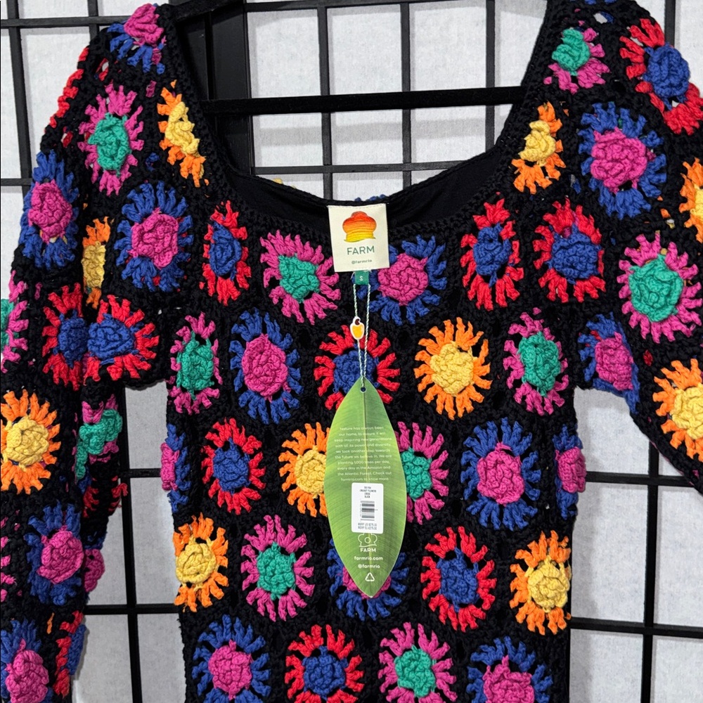 FARM Rio Crochet Flowers Mini Dress Size S – NWT - Picture 9 of 15